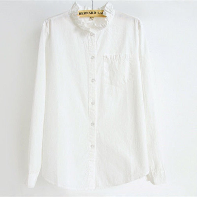 100% Cotton White Shirts Spring Korea Fashion Women Long Sleeve Loose Shirt All-matched Casual Blouse Ladies Tops D394 210512