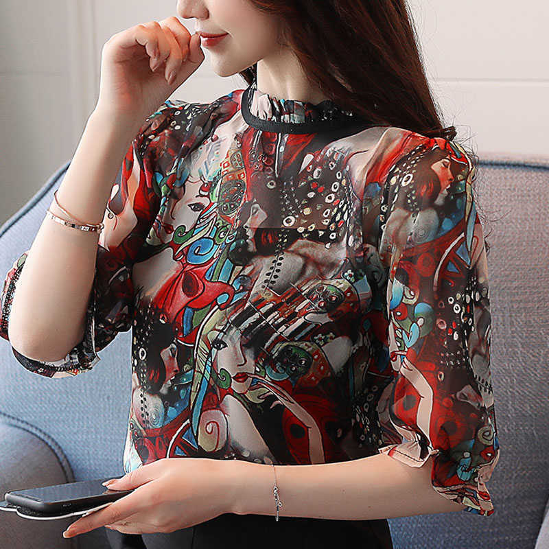 Blouse Women Blusas Summer Blouse Shirt Short Sleeve Women Tops Print Chiffon Blouse Women Clothes Shirts Blusas Mujer D102 210602, As picture
Blouse Women Blusas Summer Blouse Shirt Short Sleeve Women Tops Print Chiffon Blouse Women Clothes Shirts Blusas Mujer D102 210602, As picture