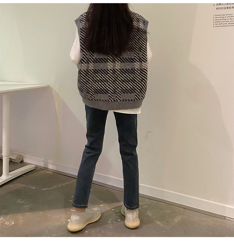 2Colors Spring and Autumn Harakuju knitted v neck twist plaid sweaters womens sweaters and pullovers womens (X1852) 210423