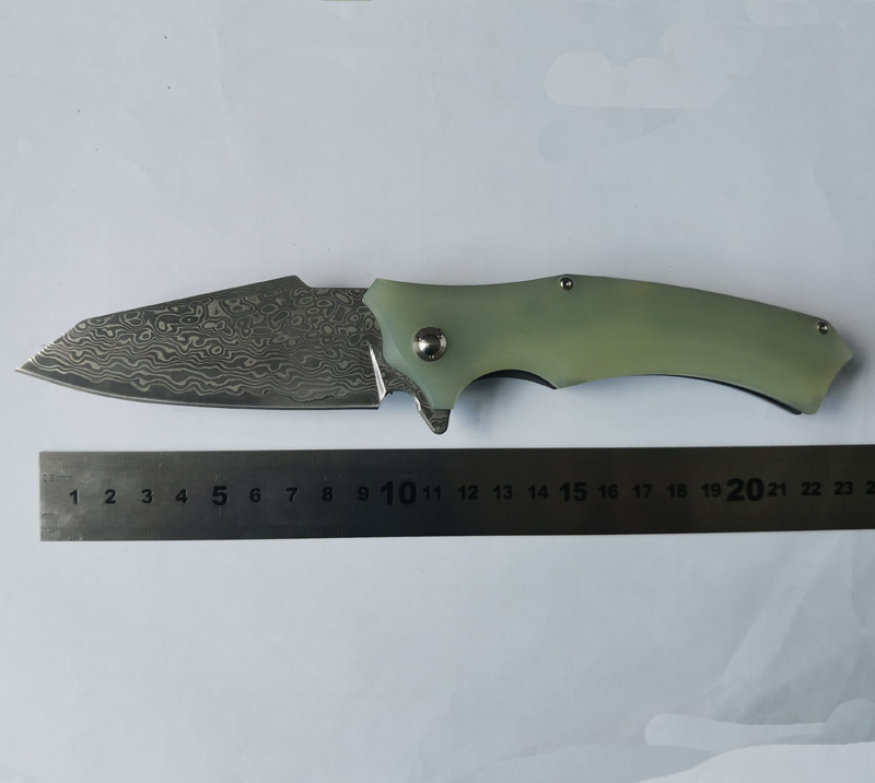 1Pcs Top Quality Jade Flipper Folding Knife VG10 Damascus Steels Blade Steel Sheet + G10 Handle Outdoor Camping Hiking Ball Bearing Fold Knives
1Pcs Top Quality Jade Flipper Folding Knife VG10 Damascus Steels Blade Steel Sheet + G10 Handle Outdoor Camping Hiking Ball Bearing Fold Knives