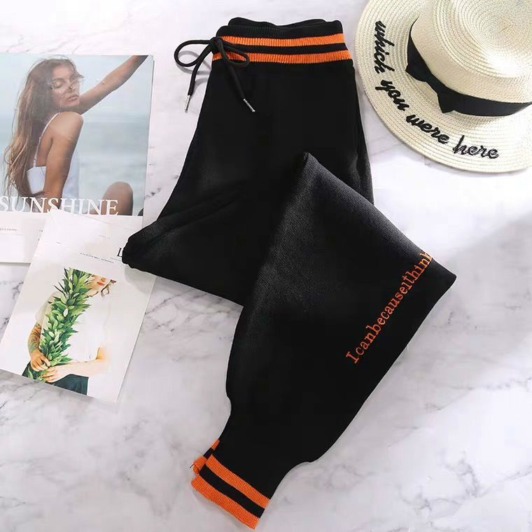 Nomikuma Knitted Stripe Harem Pants Autumn Winter Thick Sweater Women Trousers Lace Up Stretch High Waist Ankle Pants 6C815 210427