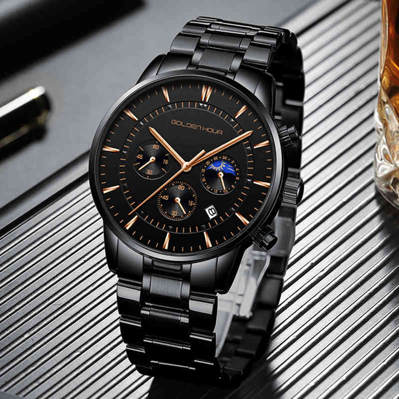 GOLDENHOUR Men Watches Top Brand Luxury Fashion Quartz Watch Mens Casual Slim Steel Waterproof Sports Watch Relogio Masculino 210517, L-silver gold
GOLDENHOUR Men Watches Top Brand Luxury Fashion Quartz Watch Mens Casual Slim Steel Waterproof Sports Watch Relogio Masculino 210517, L-silver gold