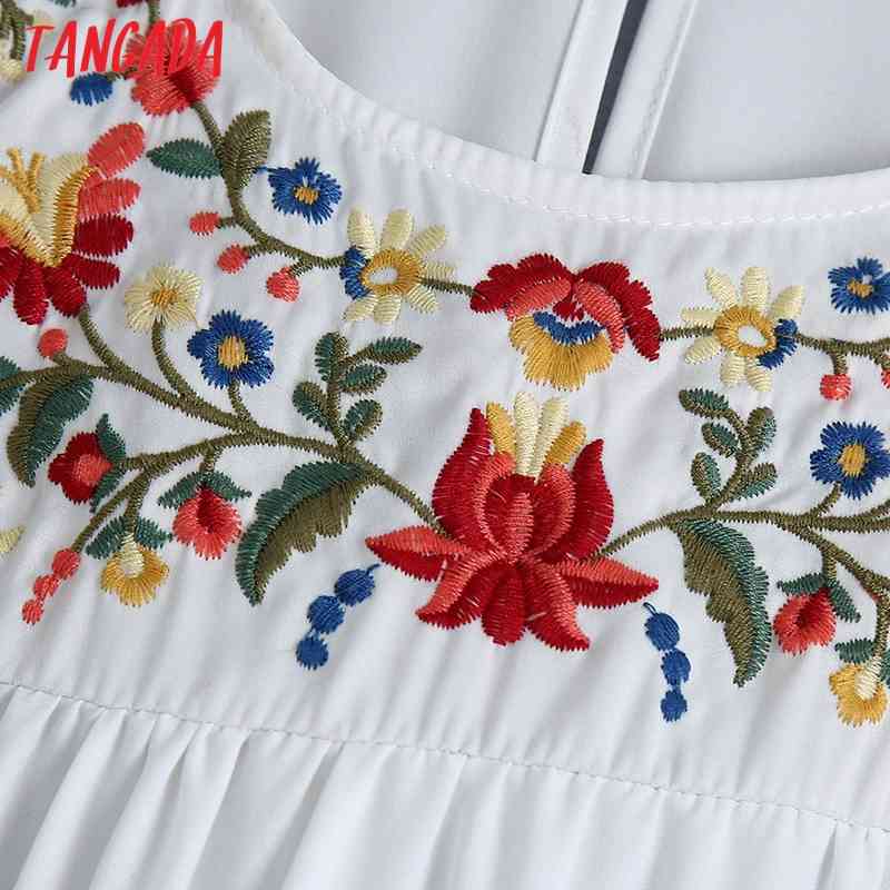 Women Chic Fashion Floral Embroidered Summer Midi Dress Vintage Ruffled Sleeves Female Dresses Mujer BE498 210416