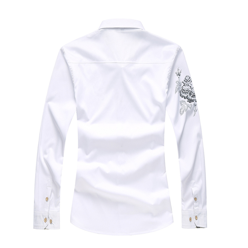 Spring Autumn Floral Shirts Men Casual Printed Long Sleeve Casual Male White Shirts 5XL 6XL 7XL 210412