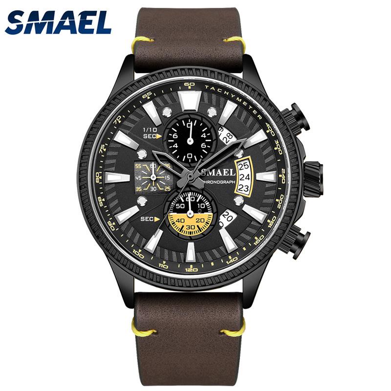 Wristwatches SMAEL Luxury Men's Watches Fashion Chronograph Luminous Mens Quartz WatchTop Brand Waterproof Relogio Masculino Male Clock, Brown
Wristwatches SMAEL Luxury Men's Watches Fashion Chronograph Luminous Mens Quartz WatchTop Brand Waterproof Relogio Masculino Male Clock, Brown