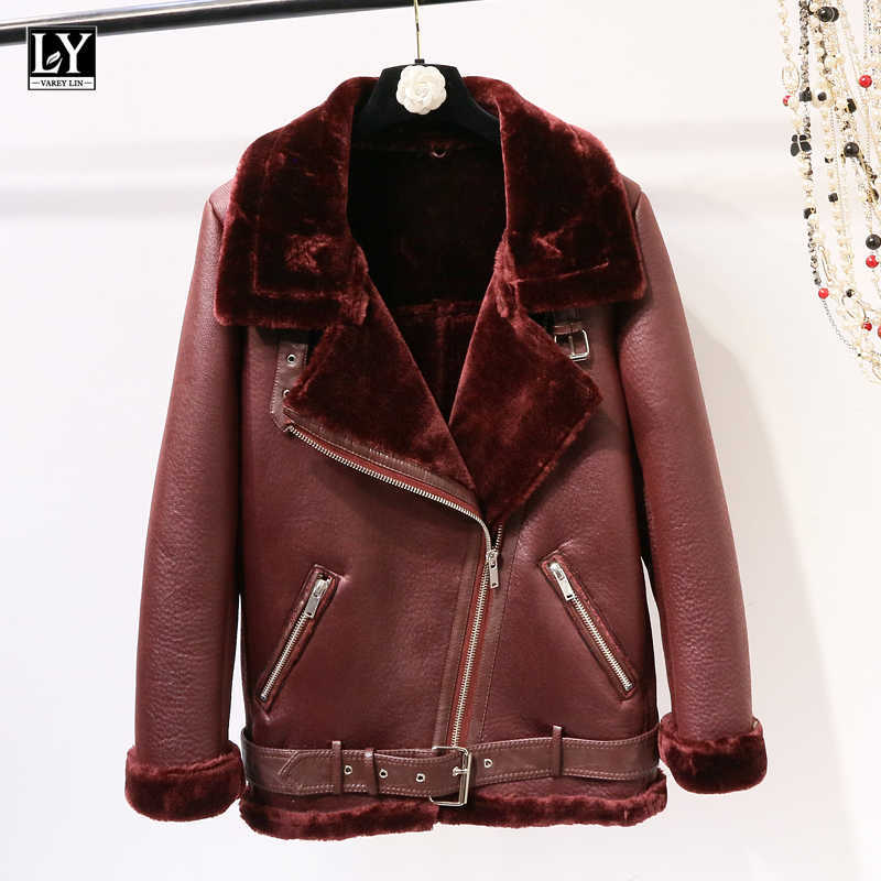 LY VAREY LIN Winter Women Black Motorcycle Female Outwear Faux Sheepskin Coats Thicken Leather Lambs Wool Fur Jacket 210526, White
LY VAREY LIN Winter Women Black Motorcycle Female Outwear Faux Sheepskin Coats Thicken Leather Lambs Wool Fur Jacket 210526, White