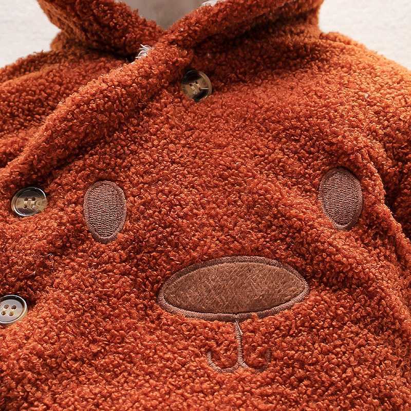 Winter Baby / Toddler Unisex Cartoon Bear Fluff Long-sleeve Hooded Coat for Kids Boy Clothes 210528