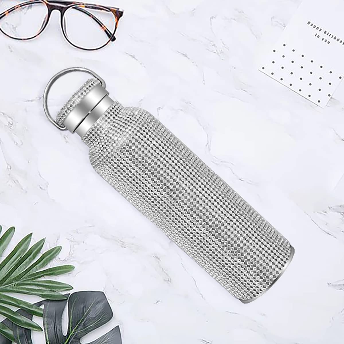 500ml Sparkling Diamond Tumbler Stainless Steel Bling Rhinestone Water Bottle Portable Outdoor Kettle with Lid9816310