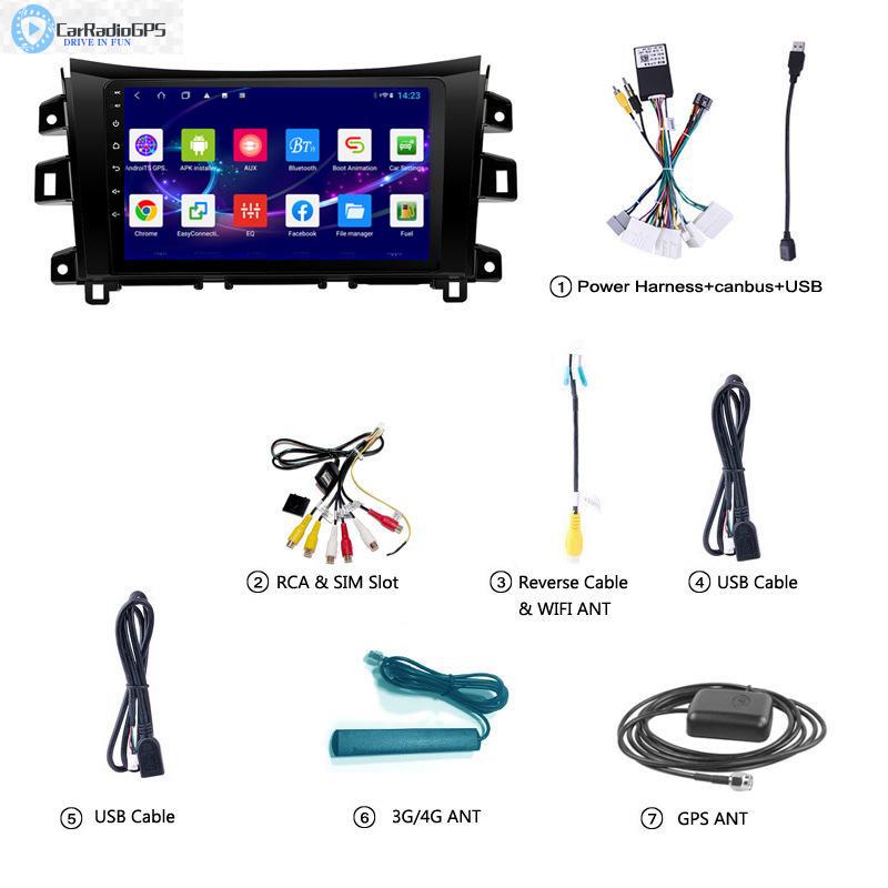 Car dvd Radio Stereo 9 Inch HD Touch Screen GPS Navigation Video Player 4G+64G for Nissan NAVARA NP300 2016-2018
