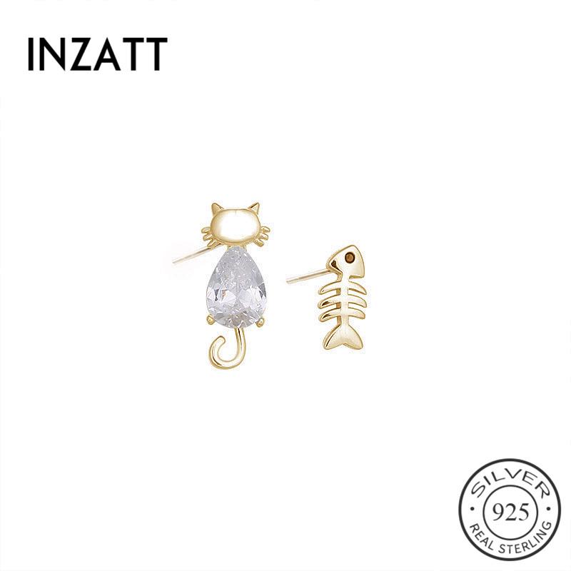 Stud INZAReal 925 Sterling Silver Asymmetry ZIRCON Cat Fish Bone Earrings For Fashion Women Fine Jewelry Accessories Ins, Golden;silver
Stud INZAReal 925 Sterling Silver Asymmetry ZIRCON Cat Fish Bone Earrings For Fashion Women Fine Jewelry Accessories Ins, Golden;silver