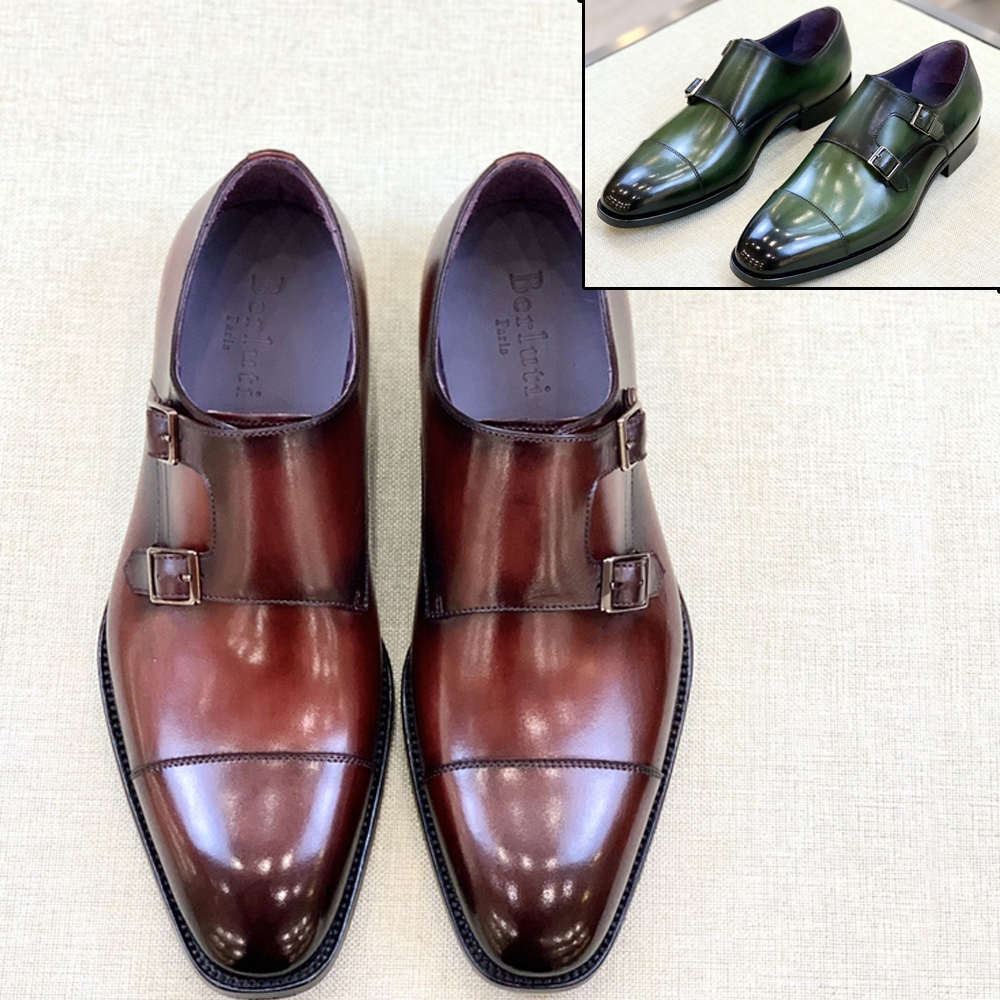 men's business handmade shoes artificially colored Classic Infini Leather Monk Shoe, Green
men's business handmade shoes artificially colored Classic Infini Leather Monk Shoe, Green