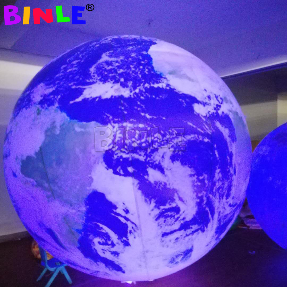 PVC airtight giant Inflatable earth planet balloon with colorful LED lights 2-6m globe ball popular event sphere for hanging decoration