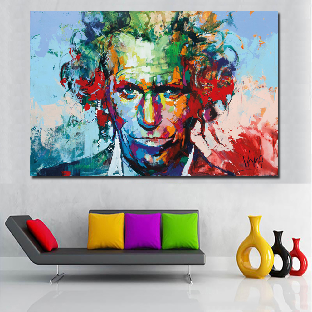 Colorful Portrait Oil Painting Printed On Canvas Spontaneous Realism Painting By Voka Wall Art Prints Poster For Living Room