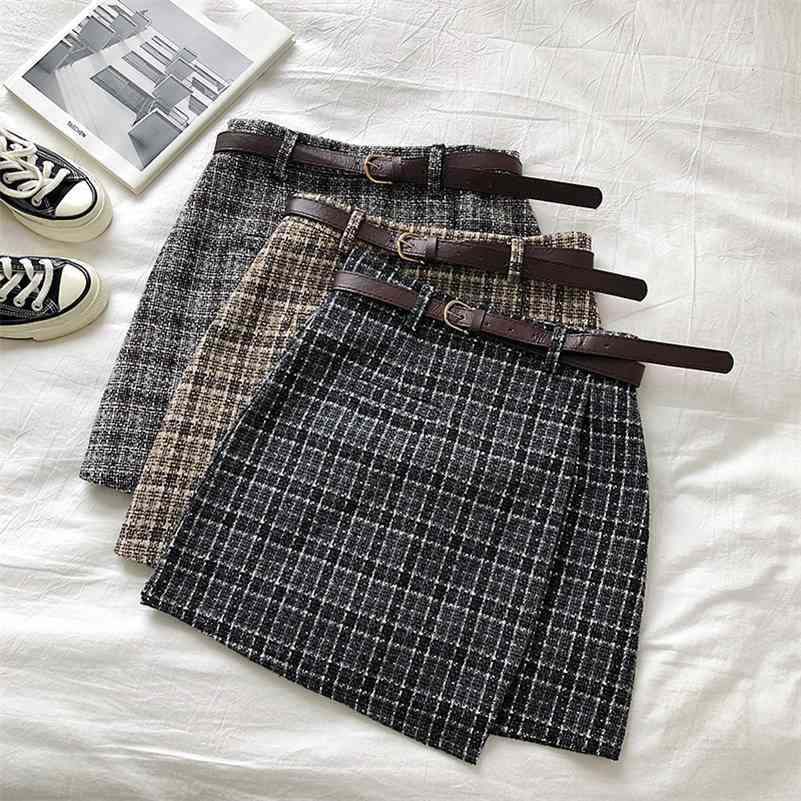 Korean Irregular Lady Skirt Female Autumn Sweet High Waist A-line Mini Skirt Vintage Casual Women Plaid Skirt Chic Sashes 210518, Black
Korean Irregular Lady Skirt Female Autumn Sweet High Waist A-line Mini Skirt Vintage Casual Women Plaid Skirt Chic Sashes 210518, Black