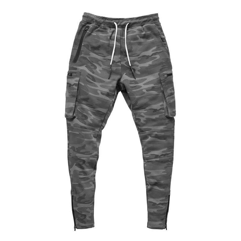 Sport Men Pants Cotton Zipper Multiple Pockets Casual Cargo Sweatpants Jogger Fitness Workout Tactical Pants Camouflage Trousers Z260128