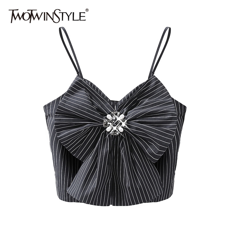 Striped Patchwork Diamond Vest For Women V Neck Sleeveless Bowknot Short Slim Sexy Vests Female Fashion Summer 210524, Black
Striped Patchwork Diamond Vest For Women V Neck Sleeveless Bowknot Short Slim Sexy Vests Female Fashion Summer 210524, Black