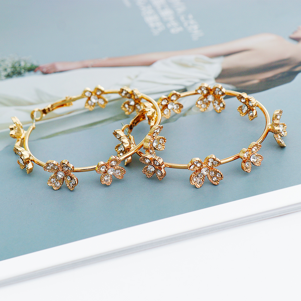 Dangle & Chandelier vTrend Strange Design Geometry Earrings For Women Exquisite Rhinestone Gold Chic Temperament Girl Accessories First Choice