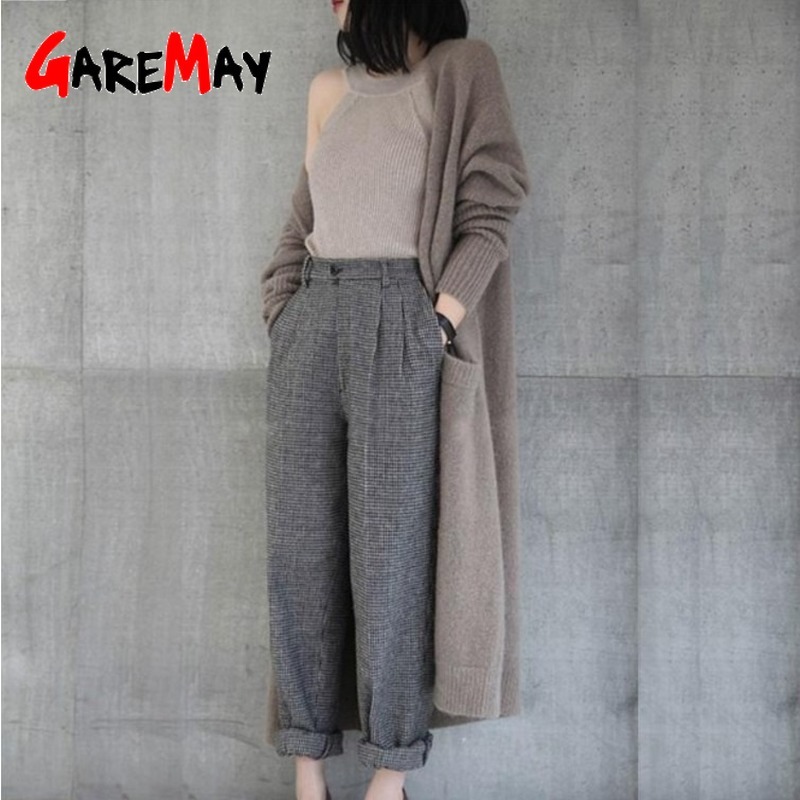 Korean Warm Knitted Cardigan Women Long Sleeve Knitwear Autumn Winter Solid Loose Female Elegant Pocket Knit Outerwear Coat 210428