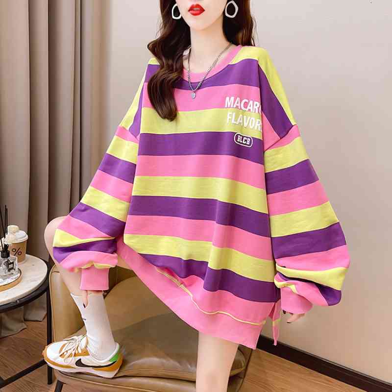 Women's Hoodies & Sweatshirts Female wide striped fall, letter pattern, round collar, Korean style, long sleeve, patchwork, plus size Z8VX, 1# shoe box
Women's Hoodies & Sweatshirts Female wide striped fall, letter pattern, round collar, Korean style, long sleeve, patchwork, plus size Z8VX, 1# shoe box