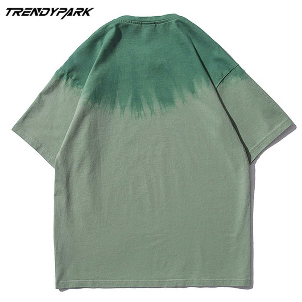 Men's T-shirt Summer Tie-dye Letters Print Short Sleeve Tee Hip Hop Oversized Cotton Casual Harajuku Streetwear Top Tshirts 210601