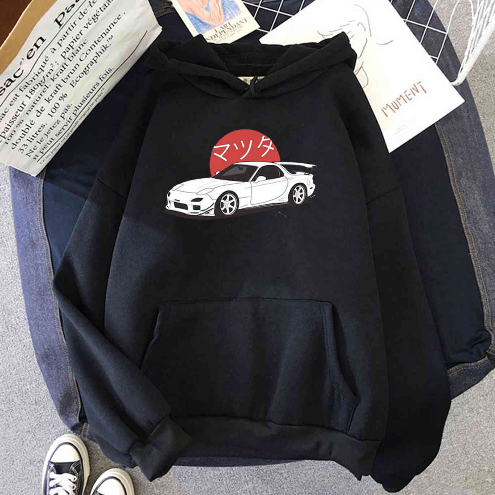 Anime Initial D Hoodies Mazda RX7 Printed Hoodies Men Women Fashion Tops Hoodie Streetwear Sweatshirts JDM Automobile Culture Y1120