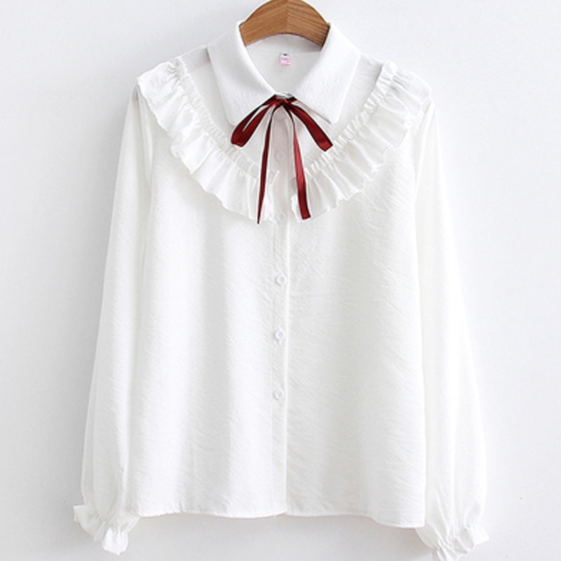 Fashion Women Chiffon Blouses Long Sleeve Bow Ruffles Shirt Casual Striped Clothing Office Lady shirts 5141 50 210427