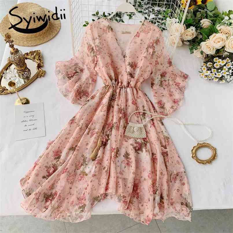 Boho Floral Print Chiffon Mini Dresses Women Flare Sleeve V-Neck Lace Up Summer Korean Irregular Vintage Dress 210607, Light blue
Boho Floral Print Chiffon Mini Dresses Women Flare Sleeve V-Neck Lace Up Summer Korean Irregular Vintage Dress 210607, Light blue