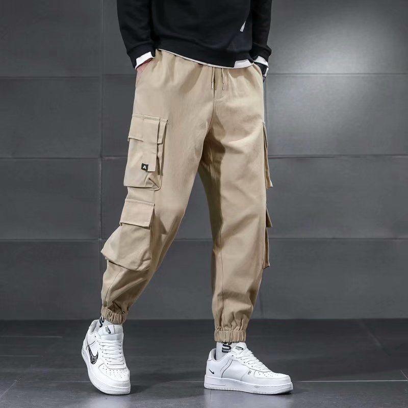 Style Overalls Men's Loose And Wear-resistant Big Size Fashion Brand Casual Toe Band Multi Pocket Two Piece Pants Pure
