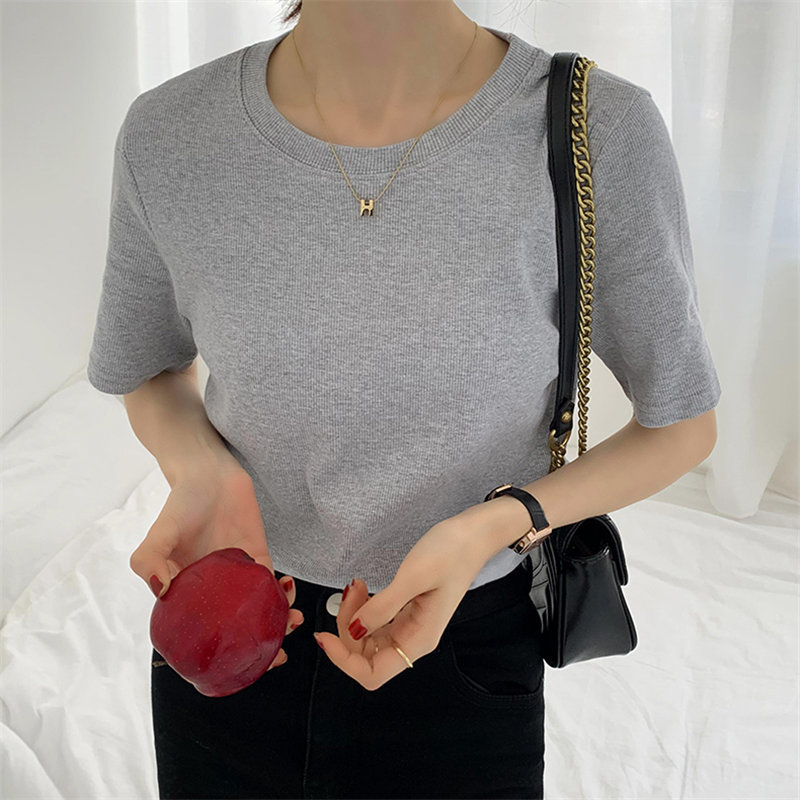 Simple Japanese Minimalist Summer Women Streetwear Brief Chic Thin Versatile Short Sleeve Solid Korean T-shirt 210421
