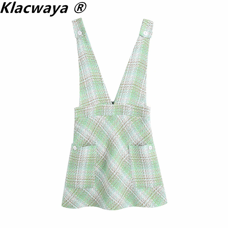 Women Dress Za Spring Summer Fashion Texture Plaid Vest Mini Sexy V Neck Backless Vestidos Casual es 210521, As shown
Women Dress Za Spring Summer Fashion Texture Plaid Vest Mini Sexy V Neck Backless Vestidos Casual es 210521, As shown