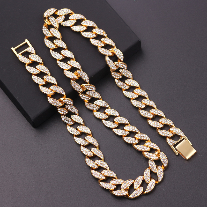 Mens Out Chain Hip Hop Jewelry Necklace Bracelets Gold Silver Miami Cuban Link Chains Necklaces High Quality Fashion Trend Gift Anniversary Party