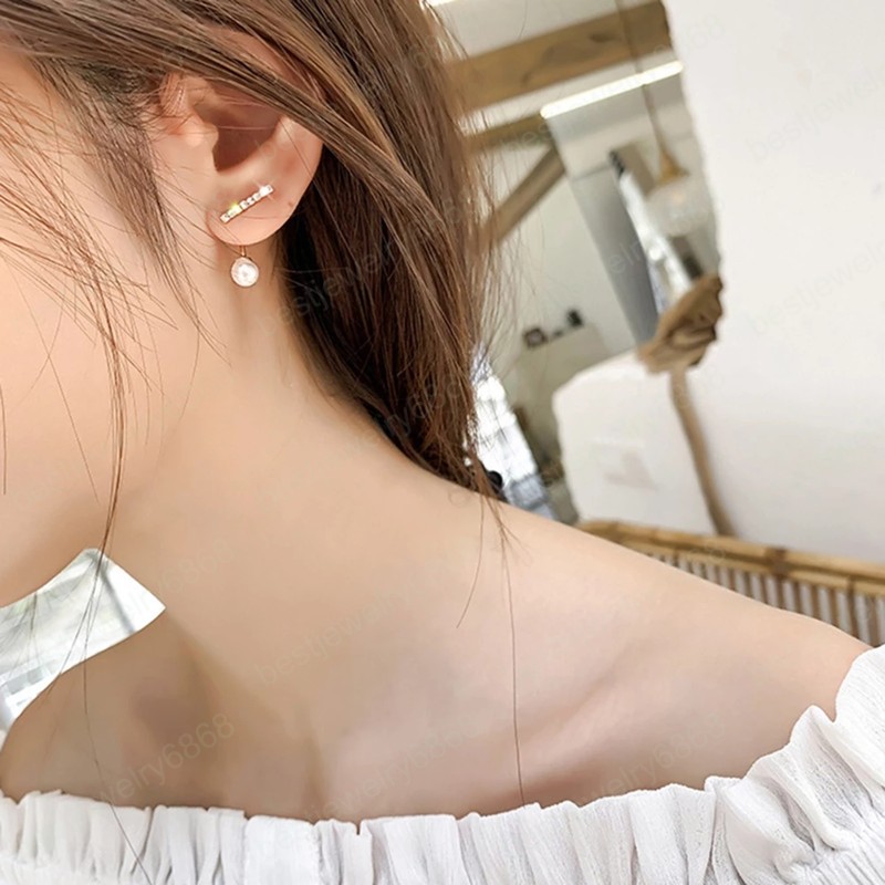 Fashion Female Elegant Cute Pearl Earring Korea Charm Gold Vintage Earrings For Women Wedding Gift Jewelry Accessories