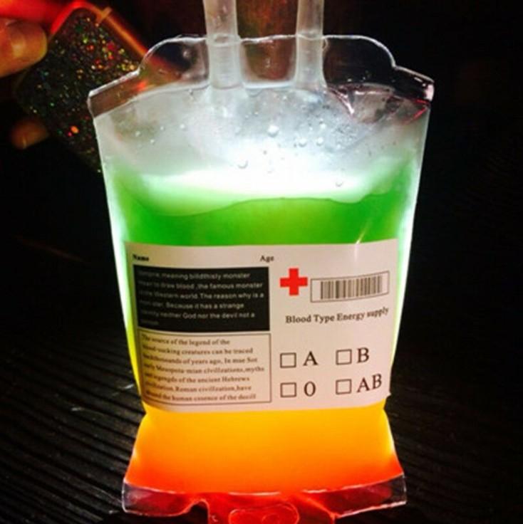 350ml Blood Juice Energy Drink Bag Halloween event Party supplies Pouch Props Vampires Reusable Package Bags