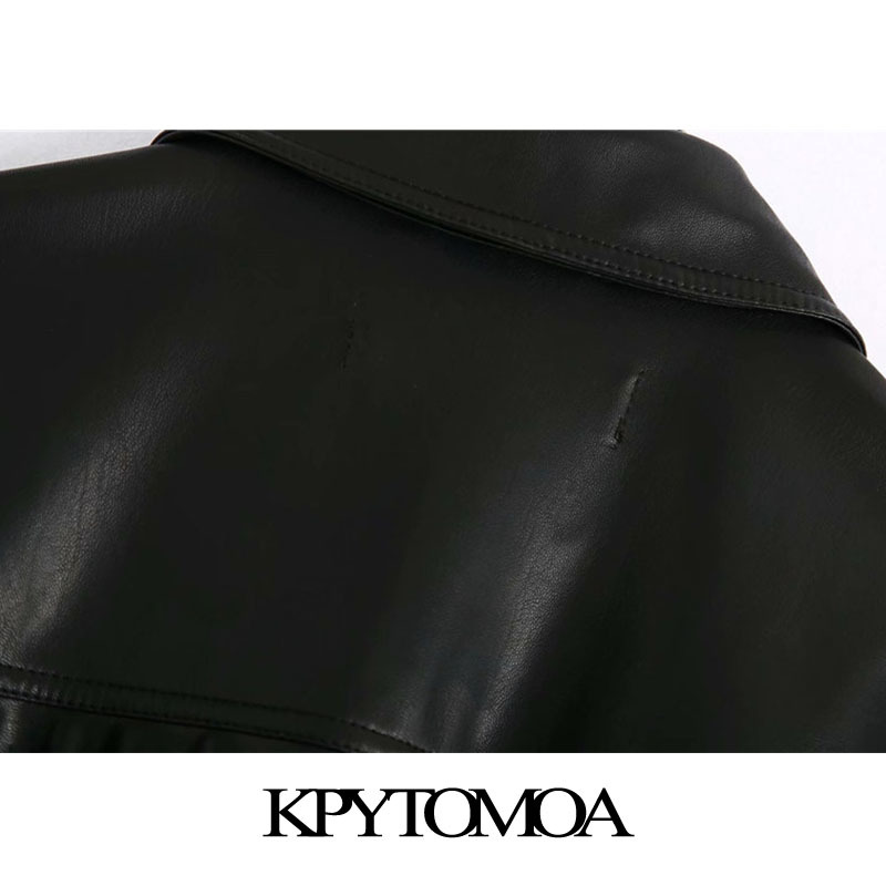 Women Fashion With Belt Tassel Faux Leather Jacket Coat Vintage Long Sleeve Snap-button Female Outerwear Chic Tops 210416