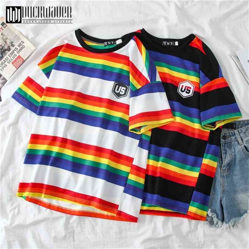 Duckwaver Summer Rainbow Striped Women T-Shirt Geometirc O Neck Short Sleeve Female Casual Sweet Basic Tops Tee TShirt 210708, Black
Duckwaver Summer Rainbow Striped Women T-Shirt Geometirc O Neck Short Sleeve Female Casual Sweet Basic Tops Tee TShirt 210708, Black