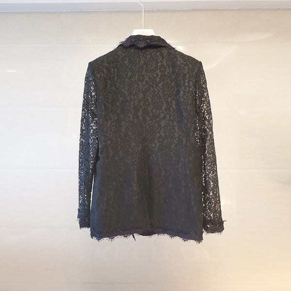 Fashion Summer Jackets Coats Women Lace Blazer Casual Long Sleeve Vintage White Female Double-breasted s Coat 210506