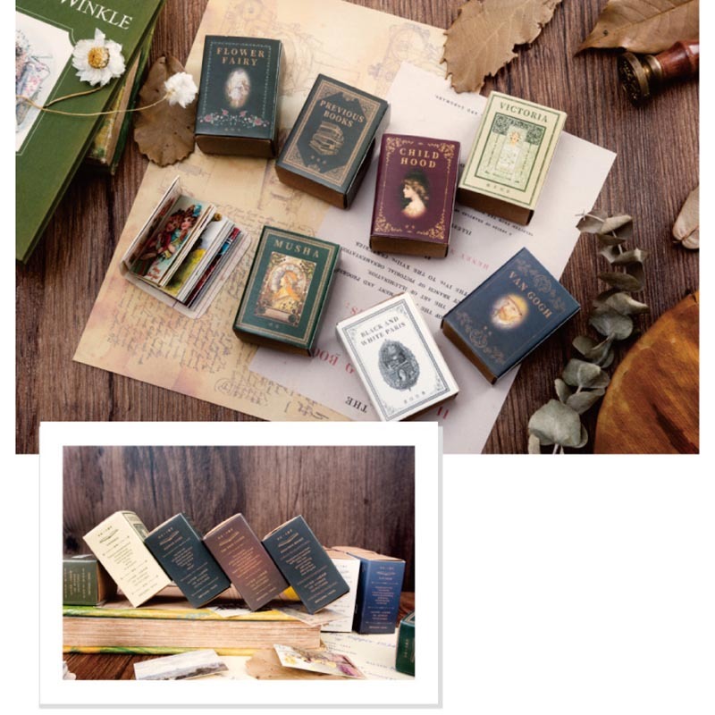 100Sheets Retro Style Diary Decoration Sticker Bag Card Paper DIY Scrapbook School Supplies Nice Gift Journal Stickers