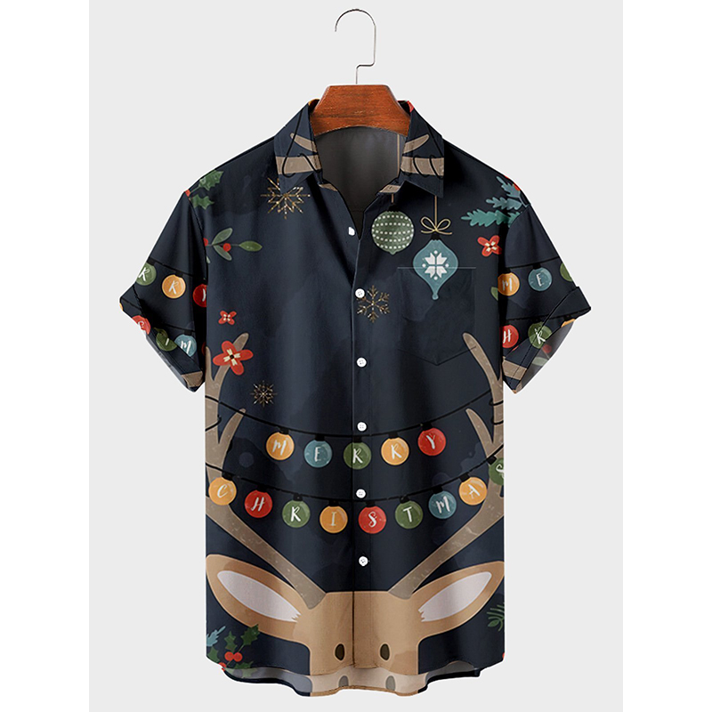 Christmas decoration printing Hawaiian style men's short-sleeved shirt geometric printing party beach daily casual top, White;black
Christmas decoration printing Hawaiian style men's short-sleeved shirt geometric printing party beach daily casual top, White;black