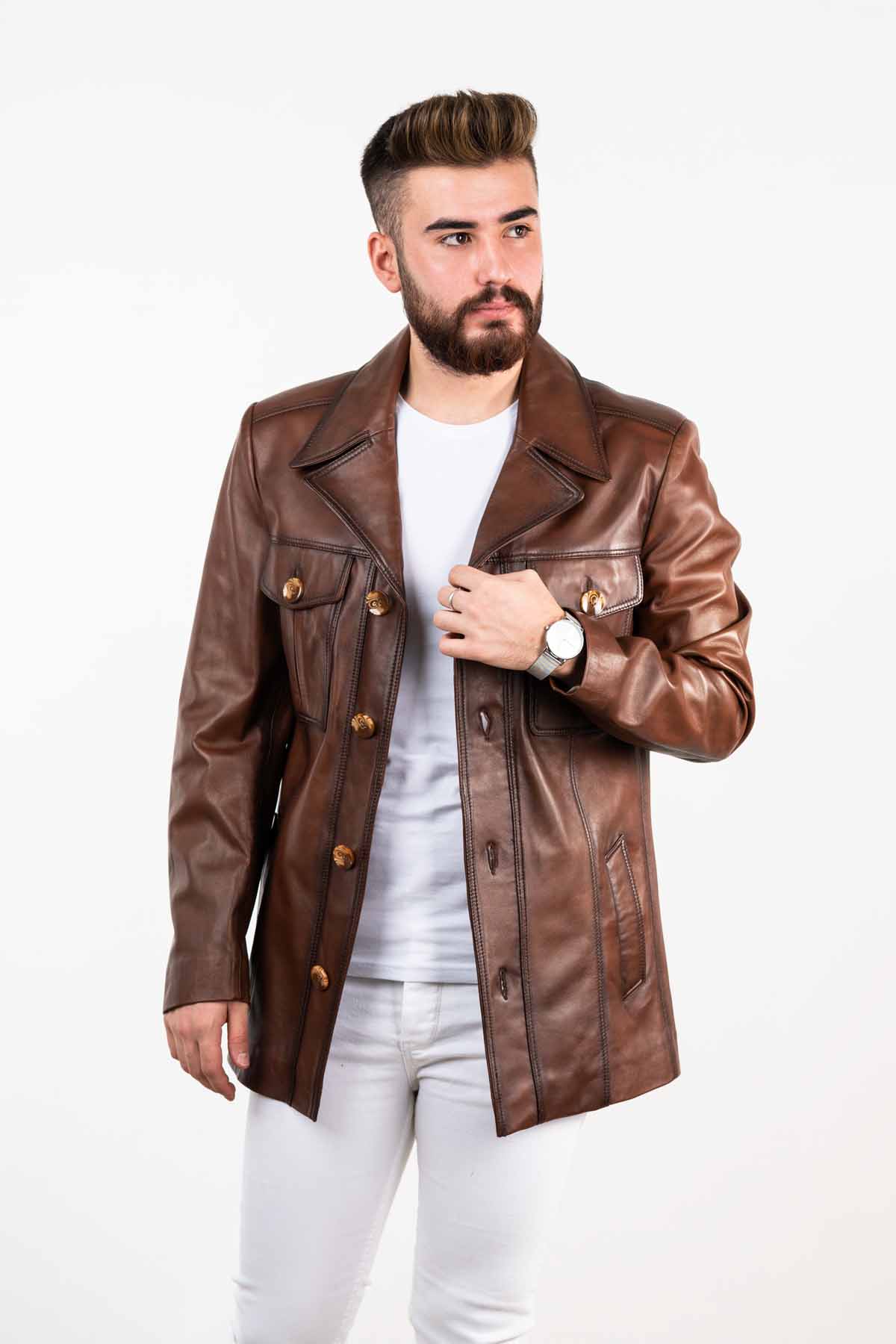 Fashion Genuine Leather Jackets Mens Jacket Button Brown Vintage Male Business Casual Mens Coats Long Spring Autumn, Black
Fashion Genuine Leather Jackets Mens Jacket Button Brown Vintage Male Business Casual Mens Coats Long Spring Autumn, Black