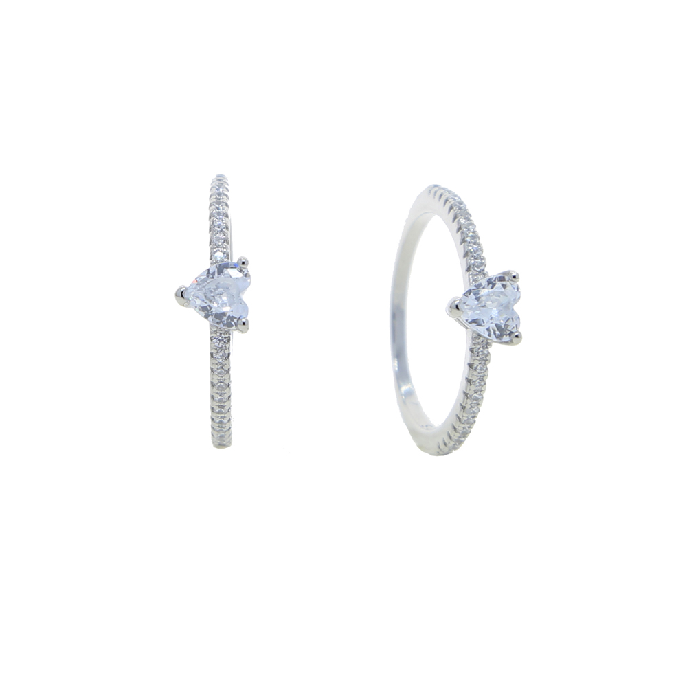 100% 925 Sterling Silver ring High Quality Geometric Sparking Cubic Zirconia Heart Cz Band Finger Rings for Women US Size 5 6 7 8