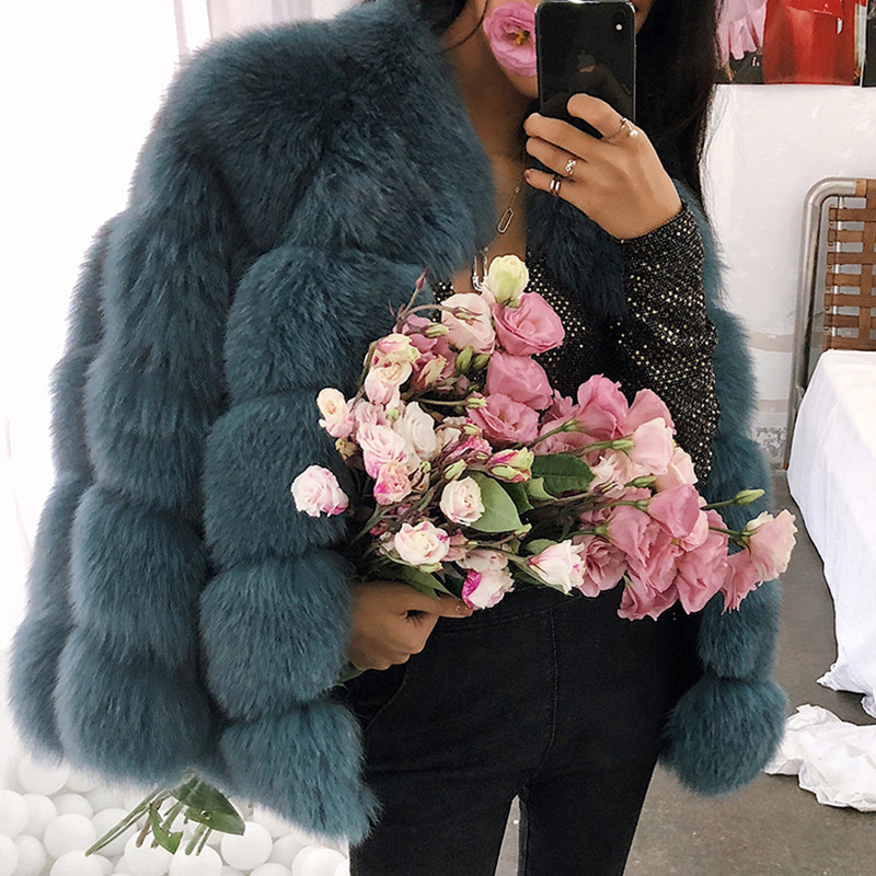 Women Fur Jackets Plus Size Casual Faux Coats Black Red Vintage Long Winter Overcoat Fashion 210524