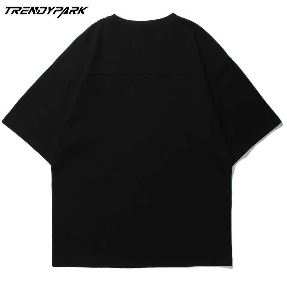 Men's Tshirt Summer Short Sleeve Cartoon Foaming Printing Tee Hip Hop Oversized Cotton Casual Harajuku Streetwear Top Tshirts 210601