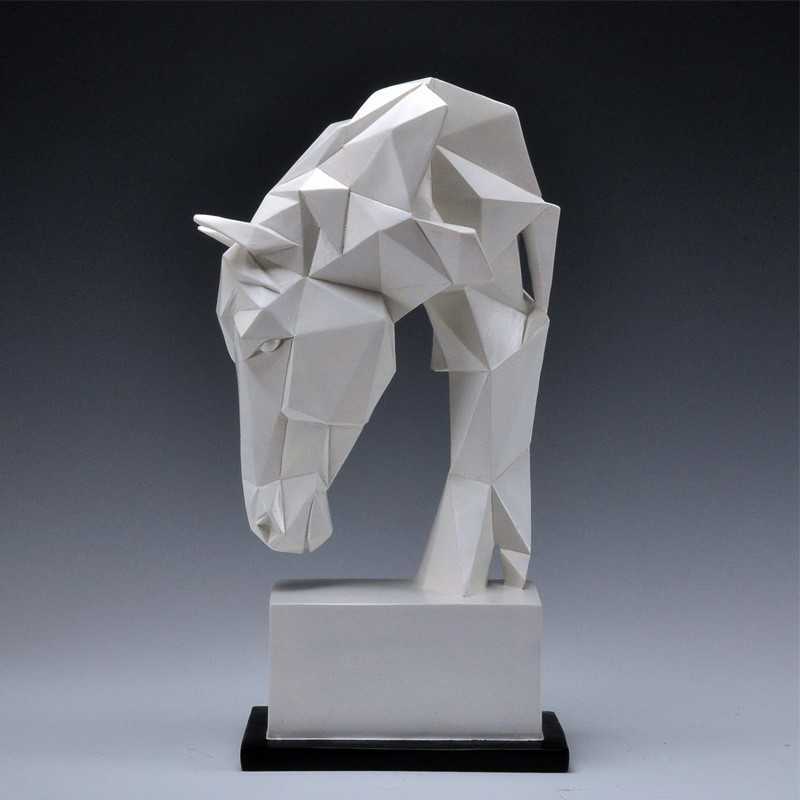 Horse Head Ornaments Animal Resin Home Decoration Nordic Geometric Origami Crafts Furnishings Living Room Desk Decor Statuette 210727