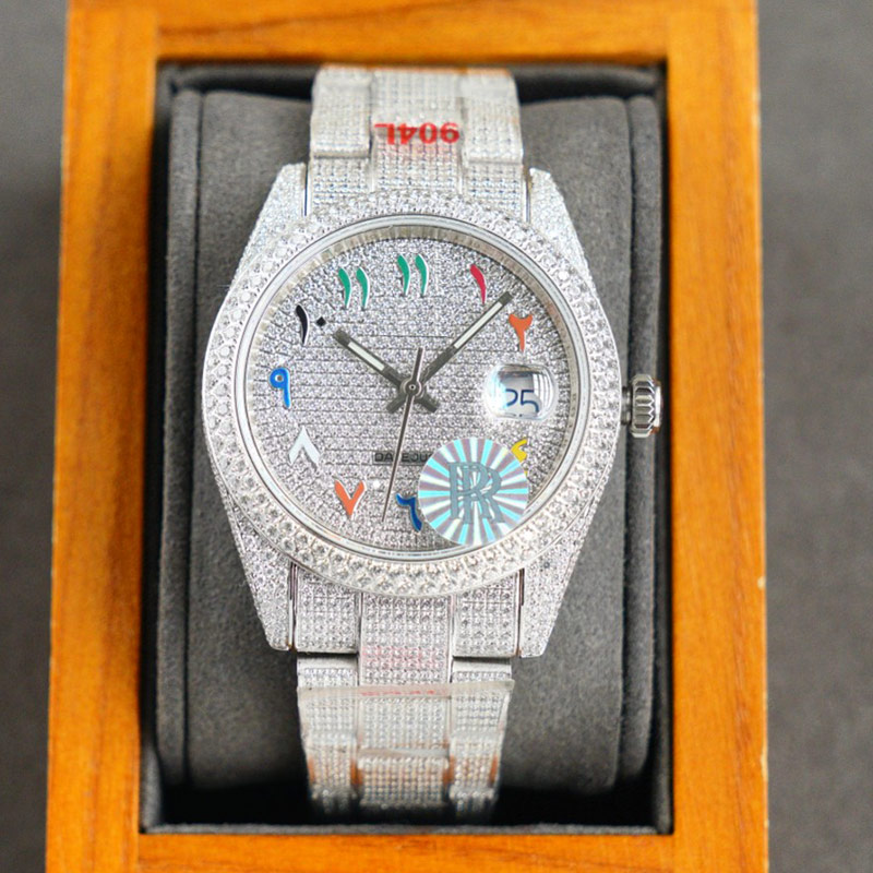 Full Diamond Mens Watch 40MM Automatic Mechanical Watches Diamonds Bezel Strap Fashion Business Wristwatch Classic For Men Calendar Wristwatches Montre De Luxe, Customize
Full Diamond Mens Watch 40MM Automatic Mechanical Watches Diamonds Bezel Strap Fashion Business Wristwatch Classic For Men Calendar Wristwatches Montre De Luxe, Customize