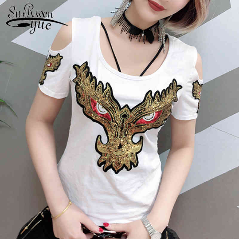 Fashion Off Shoulder Tops Women Sexy O-neck Short Sleeve Summer shirt Print T 4445 50 210521, White
Fashion Off Shoulder Tops Women Sexy O-neck Short Sleeve Summer shirt Print T 4445 50 210521, White