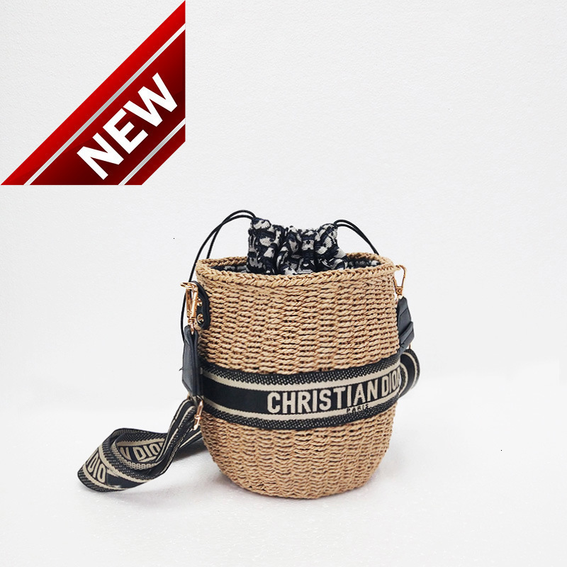 2022 Straw Woven Women's Summer Bucket Bag With The Same Di…