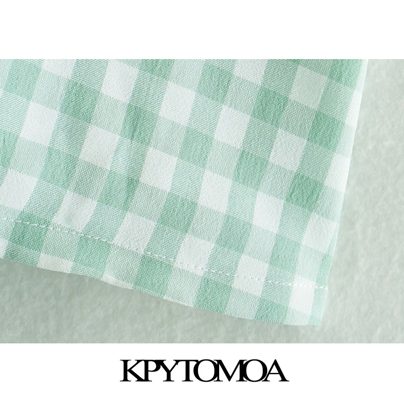 Women Sweet Fashion Back Tied Plaid Mini Dress Square Collar Short Sleeve Female Dresses Vestidos Mujer 210420