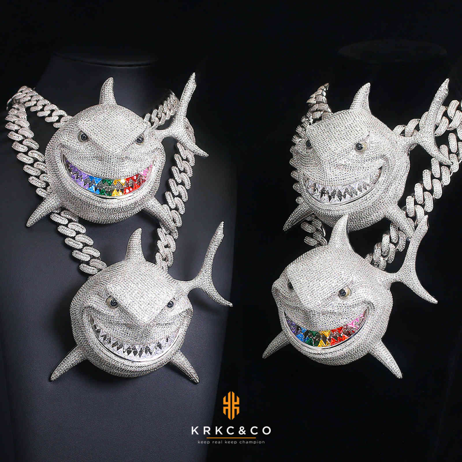 KRKC Custom Hip Hop Jewellery Cubic Zircon Iced Out Diamond Large Shark Whale Necklace Pendant Jewelry Shark Necklace
KRKC Custom Hip Hop Jewellery Cubic Zircon Iced Out Diamond Large Shark Whale Necklace Pendant Jewelry Shark Necklace