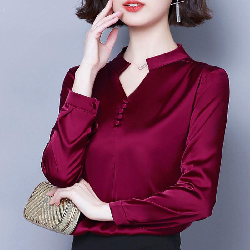 Fashion Women Blouses blusas mujer de moda Long Sleeve V-neck Casual Solid Tops Office Lady Clothing 5378 50 210427