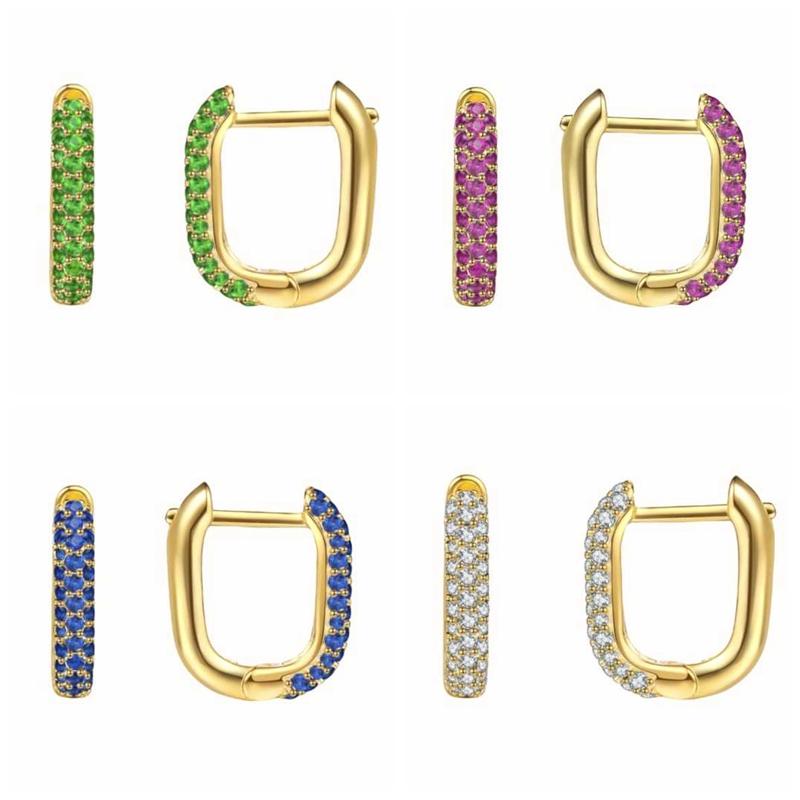 Hoop & Huggie MC A Pair Green Blue Purple Zircon Earrings 925 Sterling Silver Women Ear Hoops Exquisite Geometric Square Pendientes, Golden;silver
Hoop & Huggie MC A Pair Green Blue Purple Zircon Earrings 925 Sterling Silver Women Ear Hoops Exquisite Geometric Square Pendientes, Golden;silver